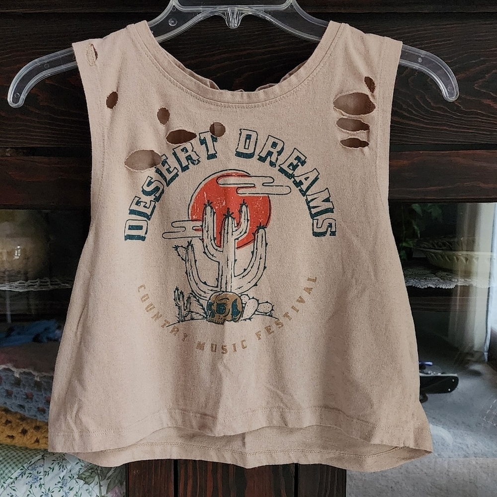 Recycled Threads Beige Graphic Tank